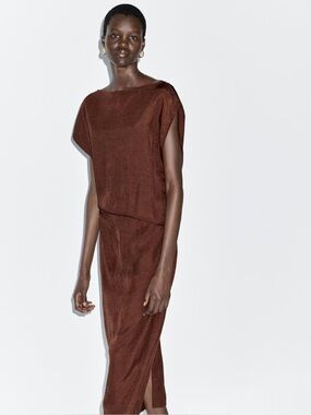 massimo dutti brown linen dress MASSIMO DUTTI. Beige leather Ts dress – Hibuy market main image 0